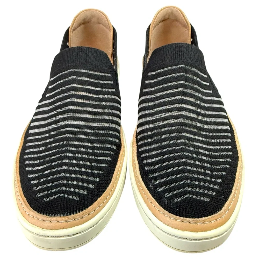UGG Sammy Breeze Knit Slip On Leather Sneakers Black Size 5.5 Coastal Preppy